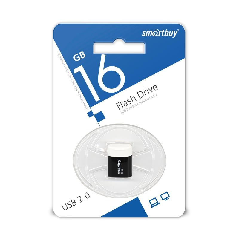 Флэш-диск 16 GB, SMARTBUY Lara, USB 2.0, черный