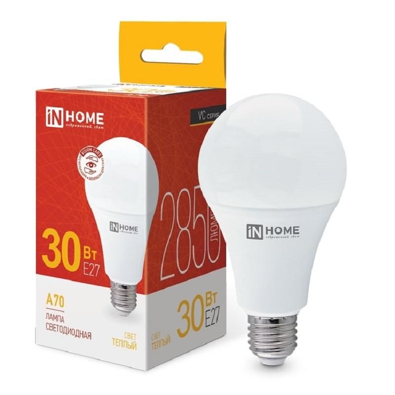 Лампа светодиодная LED-A70-VC 30Вт 230В Е27 3000К 2850 Лм IN HOME