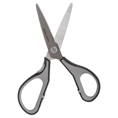 Ножницы BRAUBERG SUPER, 175 мм, серо-черные, 2-х сторонняя заточка