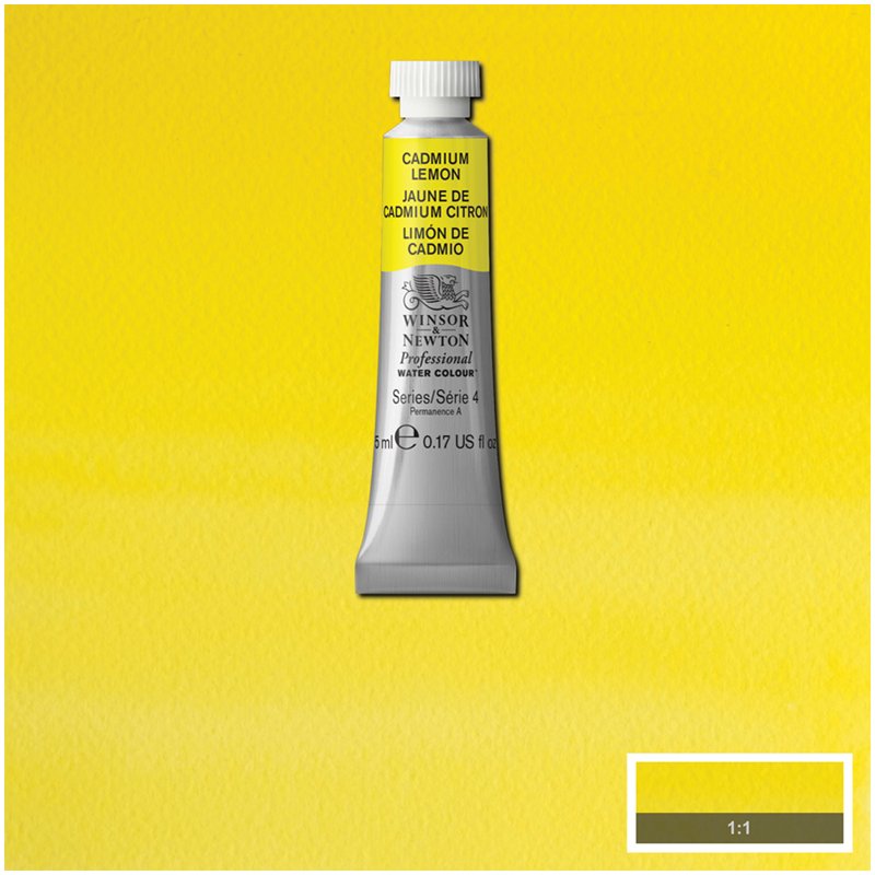 Акварель художественная Winsor&Newton «Professional», 5мл, туба, №086 кадмий лимонный