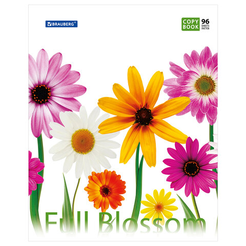 Тетрадь 96 л. BRAUBERG, клетка, обложка мелованный картон, «Full Blossom» («Цветы»), 5 видов
