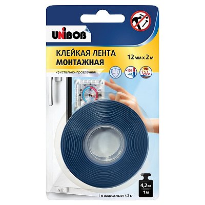 Клейкая лента для светопрозрачных конструкций Unibob 12 мм x 2 м