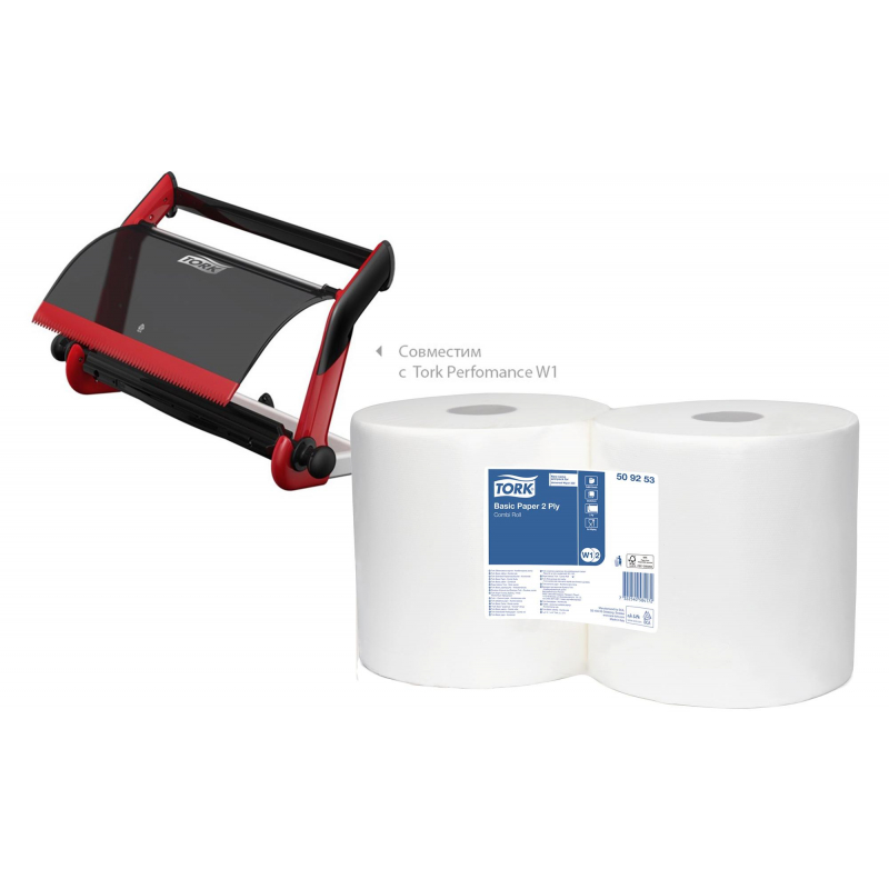 Протирочная бумага в рулонах Tork W1/W2 2-слойная (белая, 2 рулона по 264 метра)