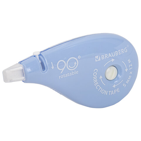Корректирующая лента BRAUBERG PASTEL 5 мм х 12 мвращающийся наконечник 90°ВЫГОДНАЯ УПАКОВКА 3 штуки в блистере, механизм перемотки,272489