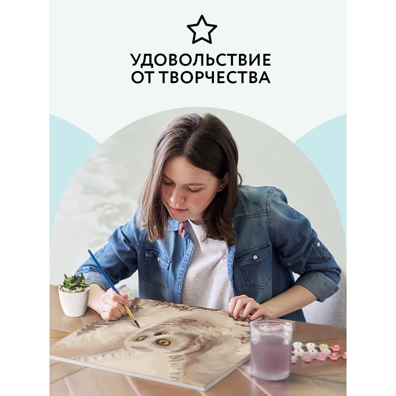 Картина по номерам на холсте ТРИ СОВЫ «Полярная сова», 40×50, с акриловыми красками и кистями