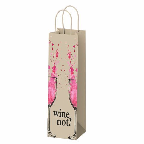 превью Крафт-пакет бумажный «Wine not» 15×8х39 см, с кручеными ручками, плотность 80 г/м2