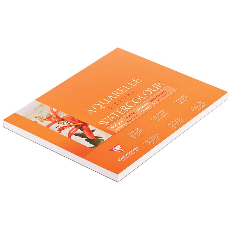 Бумага для акварели 25л. 240×300мм Clairefontaine «Etival», 300г/м2, холод. пресс., склейка по сторонам