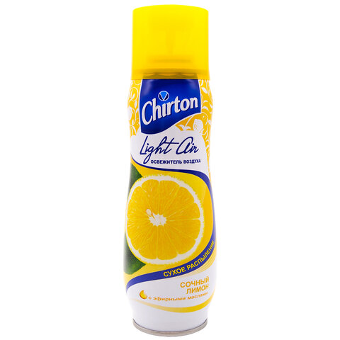 превью Освежитель воздуха аэрозольный 300 мл CHIRTON (Чиртон) Light Air «Сочный лимон», сухое распыление, 45620