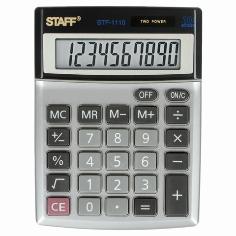 Калькулятор STAFF настольный металлический STF-1110, 10 разрядов, двойное питание, 140×105 мм
