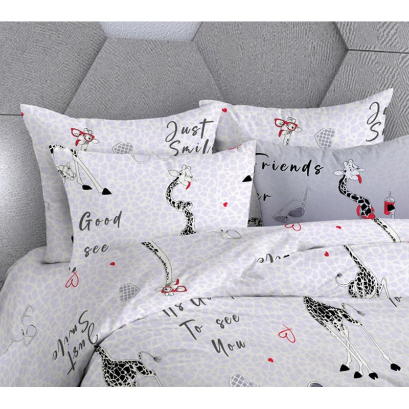 Постельное белье 2сп бязь 120г/м2 (нав.50×70-2шт) Жирафы