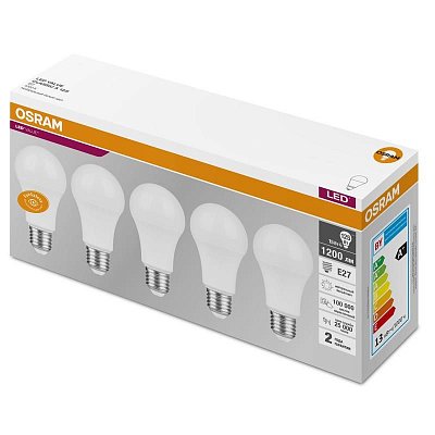 Лампа светодиодная Osram 15 Вт E27 грушевидная 4000 К нейтральный белый свет (5 штук в упаковке)