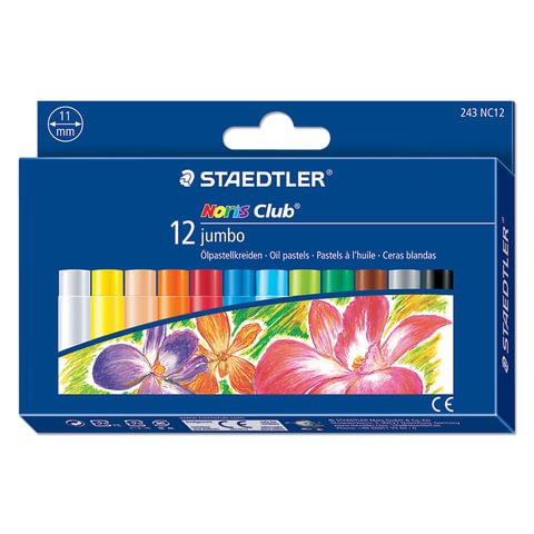 превью Пастель художественная STAEDTLER «Noris club Jumbo», масляная,12 цв., упаковка с европодвесом