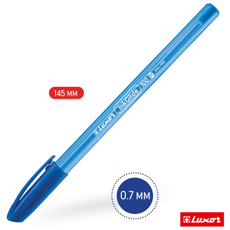 Ручка шариковая Luxor «InkGlide 100 Icy» синяя, 0.7мм, трехгран. 