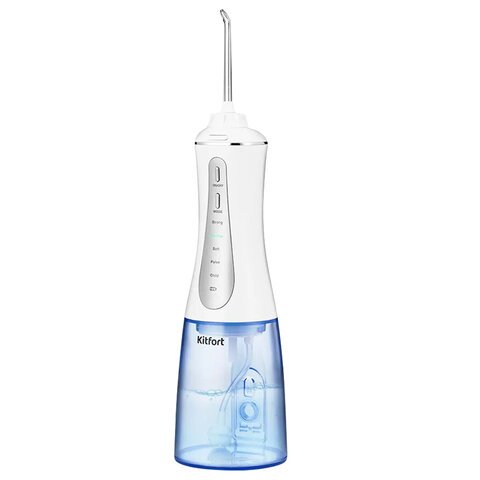 превью Ирригатор для полости рта KITFORT КТ-2915, портативный, емкость резервуара 0.35 л, 2 насадки, белый
