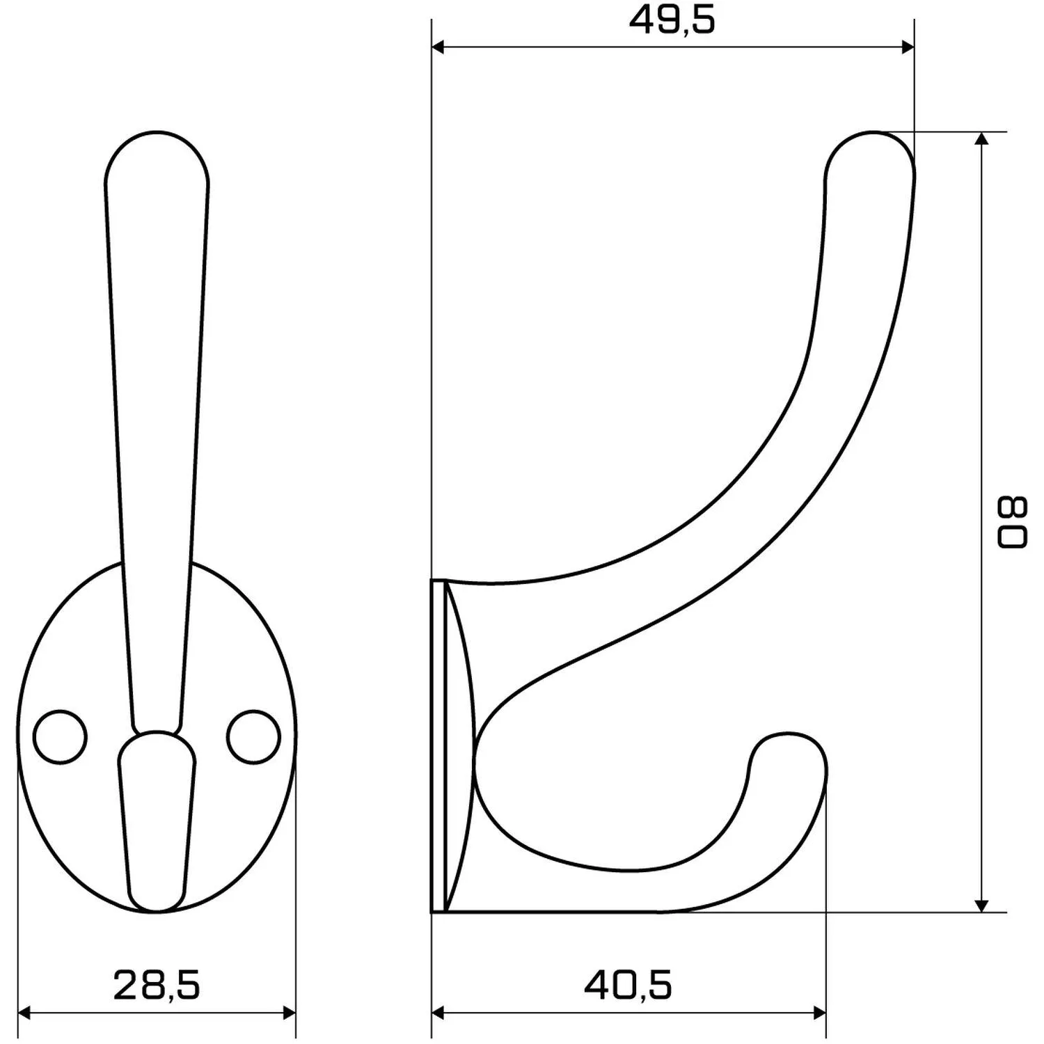 Вешалка настенная StahlBuro 603 CP хром (28.5х49.5х80 мм)