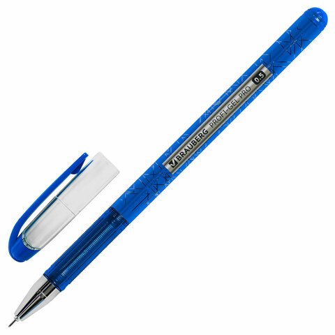Ручка гелевая BRAUBERG «Profi-Gel PRO», СИНЯЯ, линия письма 0.4 мм, игольчатый наконечник 0.5 мм, печать на корпусе