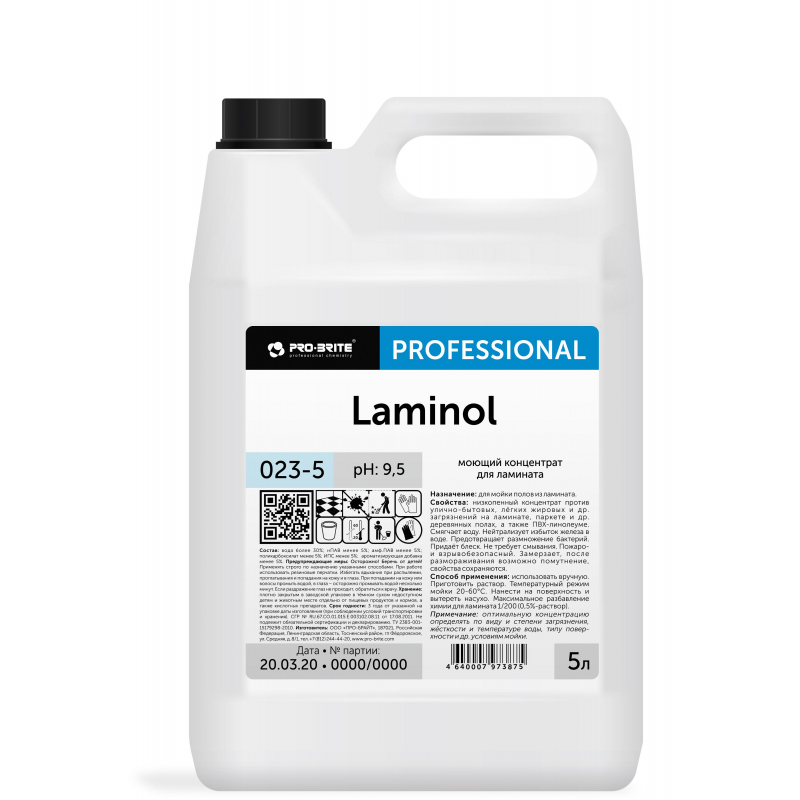 Профессиональное средство для мойки полов из ламината Pro-Brite Laminol  5 л (артикул производителя 023-5)