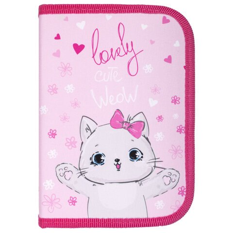 Пенал ПИФАГОР1 отделениеткань19×13 см«Cute Meow»270358