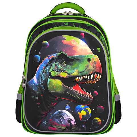 Рюкзак BRAUBERG KIDS FLOSSY, 2 отделения, 3 кармана, «Galaxy Dino», 3D-панель, 40×28х18 см