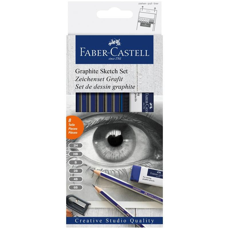 превью Набор карандашей ч/г Faber-Castell «Goldfaber», 6шт. +ластик+точилка, 2H-6B, заточен., карт. уп., евр