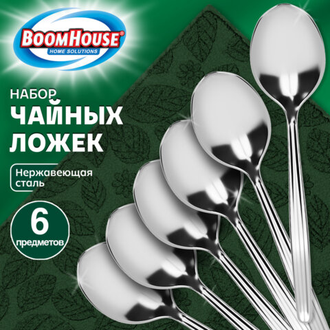 Ложки чайные CLASSIC, НАБОР 6 шт., на подвесе, нержавеющая сталь, серебристые, BOOMHOUSE (БУМХАУС)