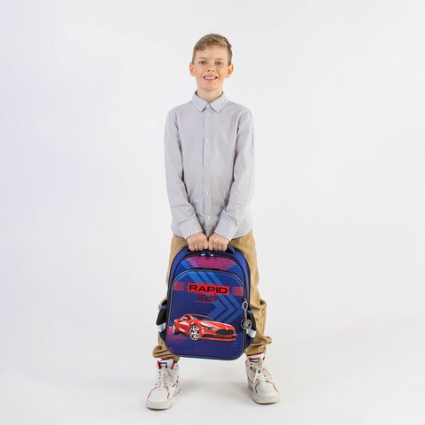 Ранец BRAUBERG QUADRO, 3 отделения, с брелком, «Rapid style», 37×28х18 см