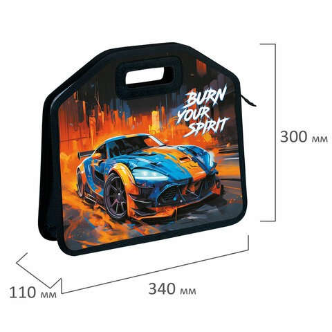 Папка-сумка ЮНЛАНДИЯ, 1 отделение, фетровые ручки, 34×30х11 см, Race car