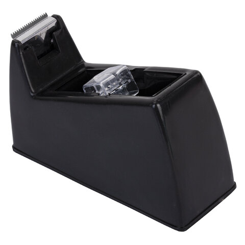 Диспенсер для клейкой ленты шириной до 26 мм, ЧЕРНЫЙ (лента в подарок! ), утяжеленный большой, BRAUBERG