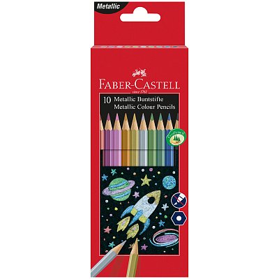 Карандаши цветные Faber-Castell, 10цв., металлик, заточен., картон. упак. 