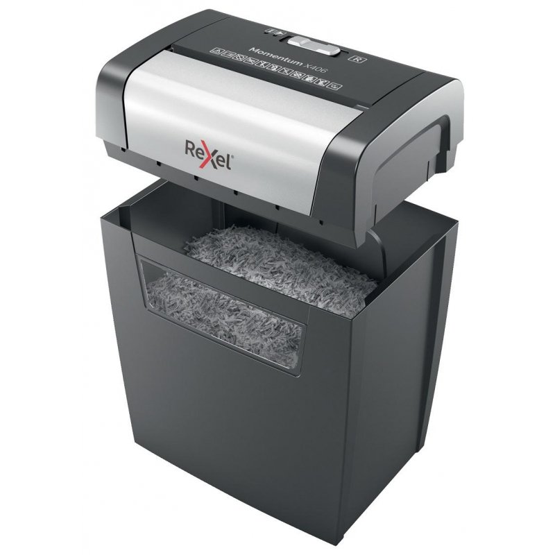 Уничтожитель (шредер) Rexel Momentum X406, 1-3 человека, 4 уровень секретности, фрагменты 4×30 мм, 6 листов, 15 л