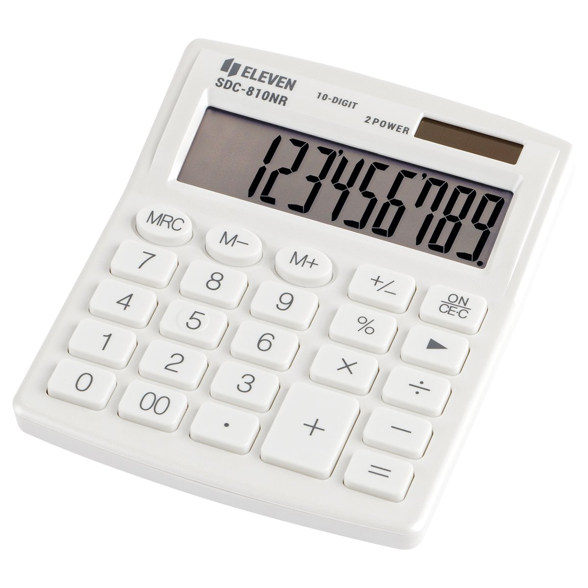 превью Калькулятор настольный Eleven SDC-810NR-WH, 10 разрядов, двойное питание, 127×105×21мм, белый
