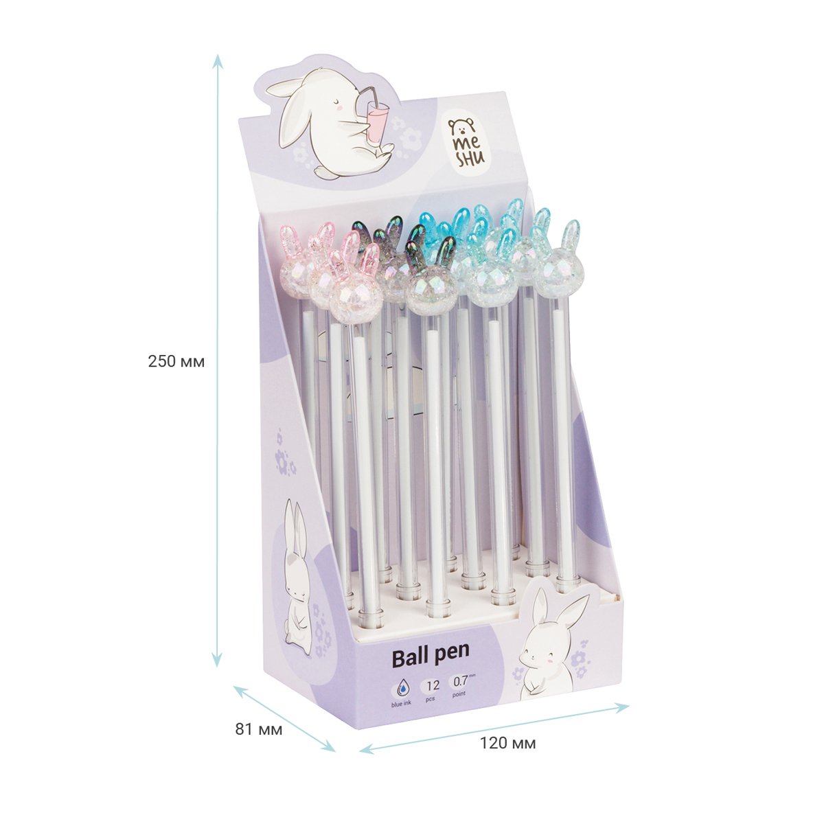 Ручка шариковая MESHU «Crystal Rabbit», синяя, 0.7мм, корпус ассорти