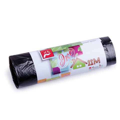 превью Мешки для мусора, 30 л, ЭКОНОМ, комплект 20 шт., рулон, ПНД, 50×60 см, 6 мкм, КБ «Эко Дом», черные