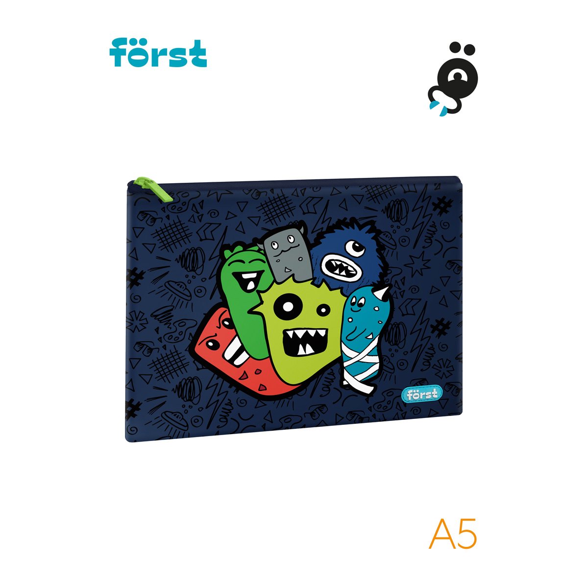 Папка текстильная А5 Först «Monsters», 255×205 мм, 1 отделение, полиэстер