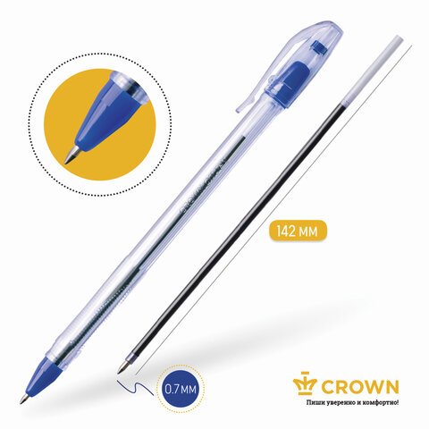 Ручка шариковая CROWN OJ-500 0,7мм. масл. основа. синий
