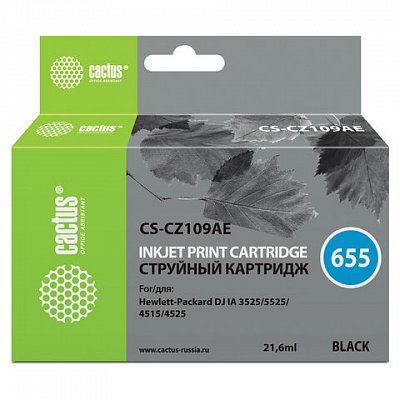 Картридж струйный CACTUS (CS-CZ109AE) для HP Deskjet I3525/5525/4515/4525, черный, 21.6 мл
