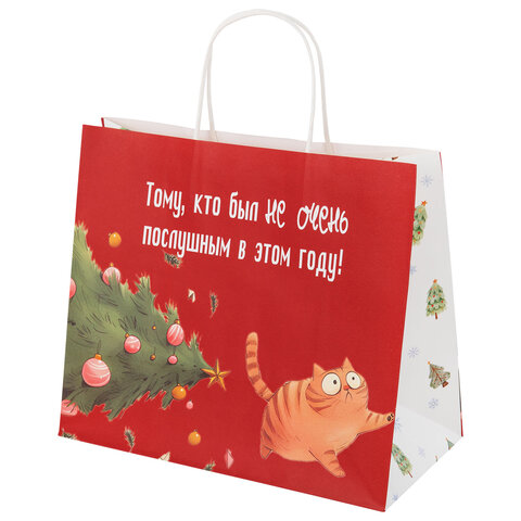 Пакет подарочный НАБОР 4 штуки, новогодний, 28×14х24 см «Котики №1», крафт, ЗОЛОТАЯ СКАЗКА