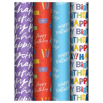 Упаковочная бумага глянц. 70×100см, MESHU «Congrats», 80 г/м2, ассорти, 4 дизайна