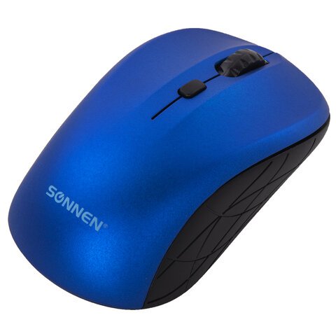 Мышь беспроводная SONNEN V-111, USB, 800/1200/1600 dpi, 4 кнопки, оптическая, синяя