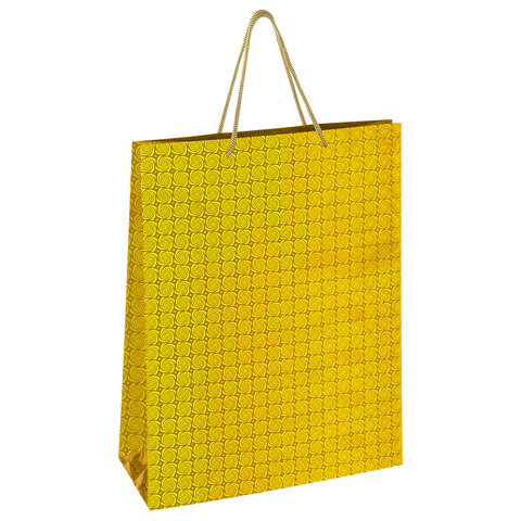 Пакет подарочный 33×13x45 см (XL), НАБОР 3 шт., 3 дизайна, голография, ЗОЛОТАЯ СКАЗКА