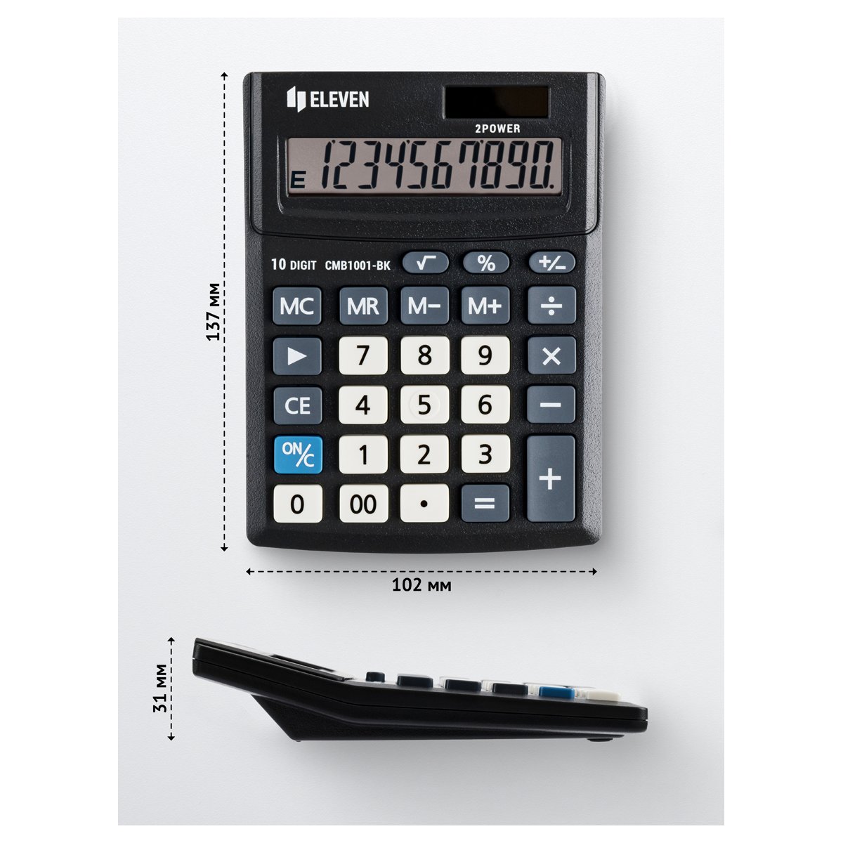 Калькулятор настольный Eleven Business Line CMB1001-BK, 10 разрядов, двойное питание, 102×137×31мм, черный