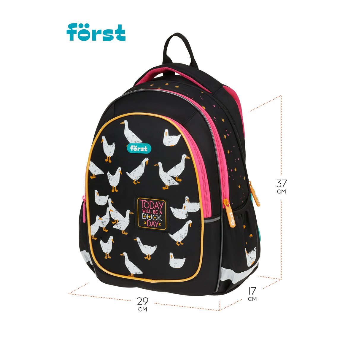 Рюкзак Först F-Cute «Duck day» 37×29×17 см, 3 отделения, 2 кармана, эргономичная спинка