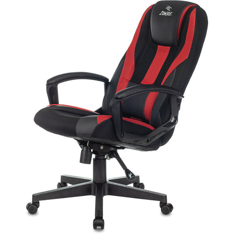 Кресло компьютерное VIKING-9/BL+RED, подушка, экокожа/ткань, черное/красное