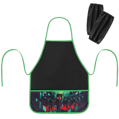 превью Фартук с нарукавниками для уроков труда BRAUBERG, 3 кармана, 46×54 см, «Night warrior»