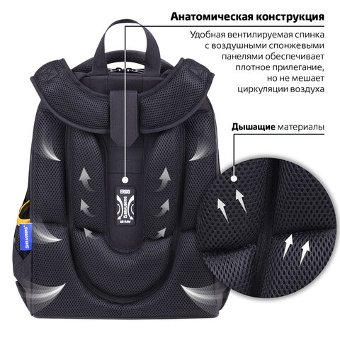 Ранец BRAUBERG PREMIUM, 2 отделения, с брелком, «Venomous spider», 3D панель, 38×29х16 см