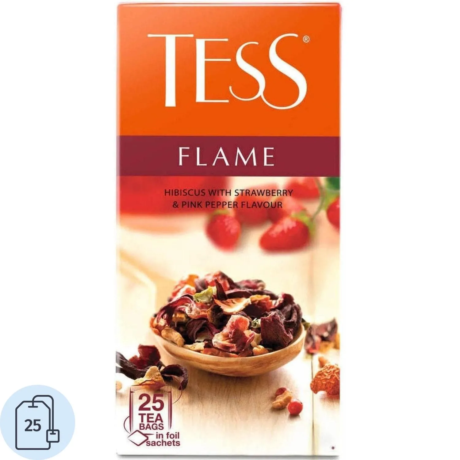 Чай ягодный фруктовый Tess Flame 25 пакетиков (земляника, розовый перец)