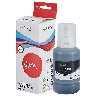 Чернила Sakura C13T06C14A 112 BK чер.140мл. для Epson L6460/L6570/L6580