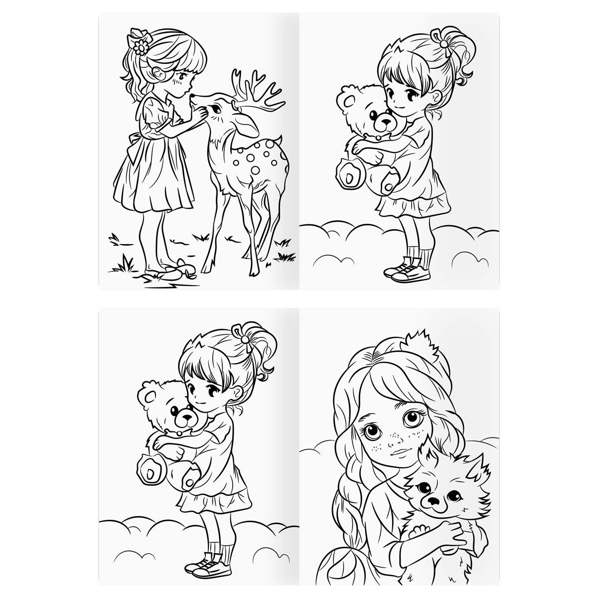 Раскраска А4, 16 стр., ТРИ СОВЫ «В стиле kawaii»