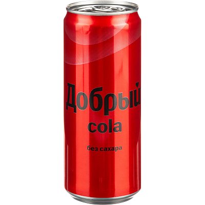 Напиток Добрый Кола газ без сахара 0.33л ж/б