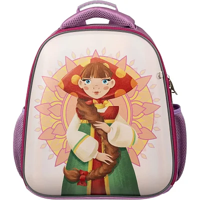 Ранец КОМУС Три богатыря Любава, Basic 2 отд., эргоном. спинка, пайетки полиэс